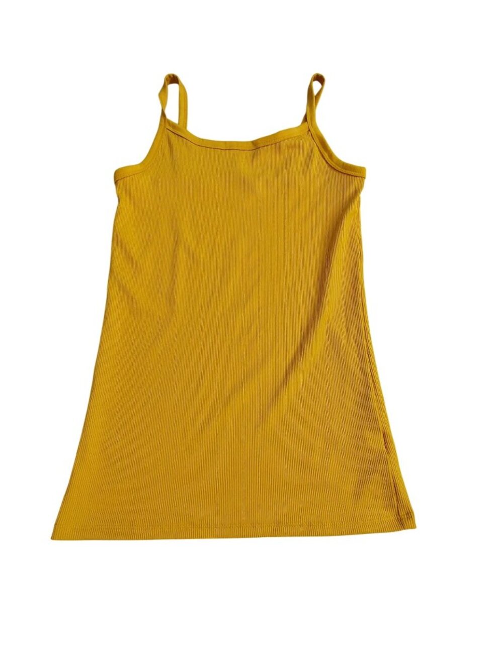 No Boundaries Womens Yellow Ribbed Spaghetti Strap Tank Top  Medium Stretchy
